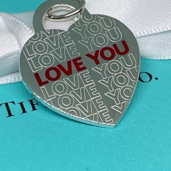 Authentic Tiffany & Co Love You Red Enamel Large Heart LG Charm box/pouch - Picture 5 of 6